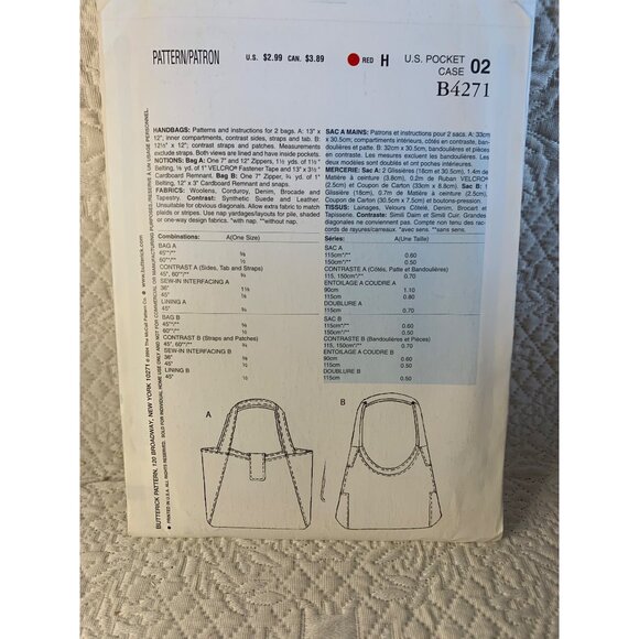 Butterick Misses Handbag Sewing Pattern B4271 - uncut - Picture 5 of 11